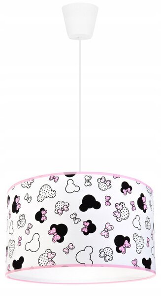 Detské závesné svietidlo Minnie, 1x textilné tienidlo so vzorom, (fi 35cm)