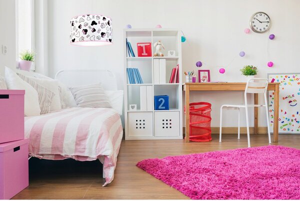 Detské závesné svietidlo Minnie, 1x textilné tienidlo so vzorom, (fi 35cm)