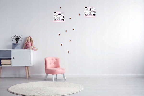 Detské závesné svietidlo Minnie, 2x textilné tienidlo so vzorom