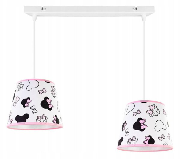 Detské závesné svietidlo Minnie, 2x textilné tienidlo so vzorom, s