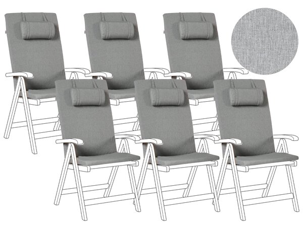 Sada 6 podsedákov na záhradné stoličky sivá melanž polyesterové vonkajšie podsedáky moderný dizajn