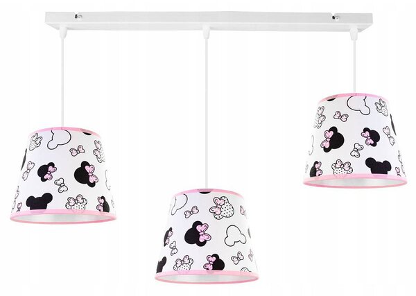 Detské závesné svietidlo Minnie, 3x textilné tienidlo so vzorom, s