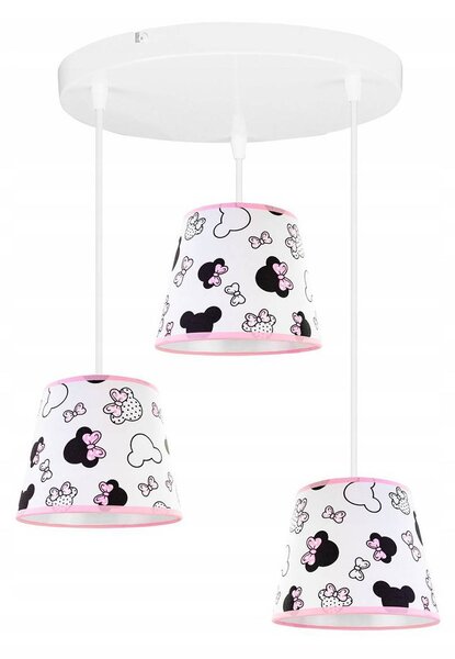 Detské závesné svietidlo Minnie, 3x textilné tienidlo so vzorom, o, s