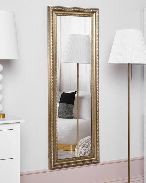 Stojace zrkadlo Zlato Striebro 51 x 141 cm Obdĺžnikový rám Podlahová dekorácia Obývacia izba Spálňa