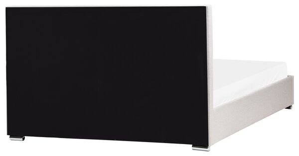 Posteľ s úložným priestorom svetlobéžová látkové čalúnenie polyester 180 x 200 cm čalúnené čelo lamelový rošt moderný štýl spálňa