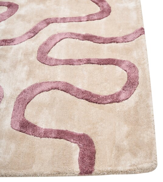 Koberec béžová a ružová viskóza a vlna abstraktný vzor 160 x 230 cm moderný glamour štýl
