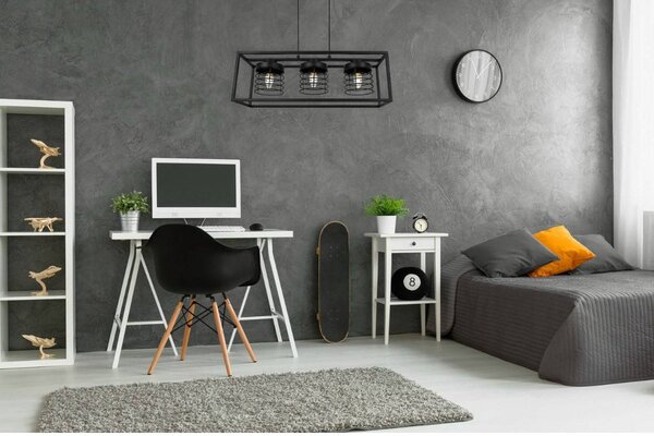 Závesné svietidlo Rasti Cage, 3x čierne drôtené tienidlo v kovovom ráme