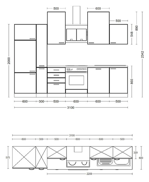 KUCHYNSKÁ LINKA NEPAL 310 310 cm FlexWell - Online Only kuchyne, Online Only