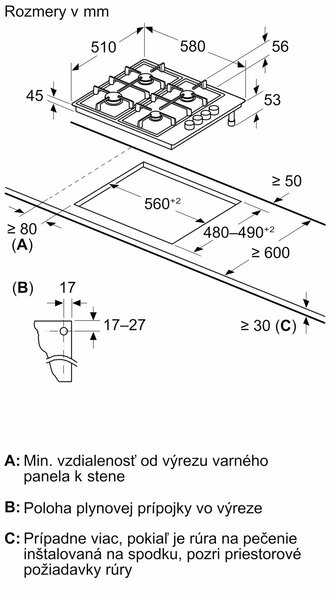 Bosch PBH6B5K60 + kupóny na daľší nákup - Plynová varná doska