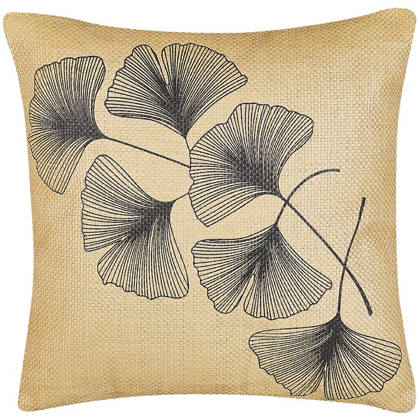 Sada 2 dekoratívnych vankúšov béžová čierna polyester 45 x 45 cm štvorcový tvar rastlinný vzor moderný rustikálny štýl doplnky