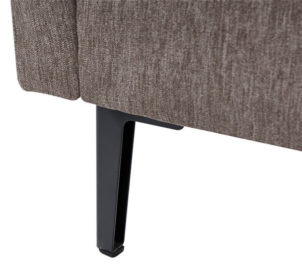 2-miestna pohovka hnedé látkové čalúnenie železné nohy minimalistický štýl mid century modern