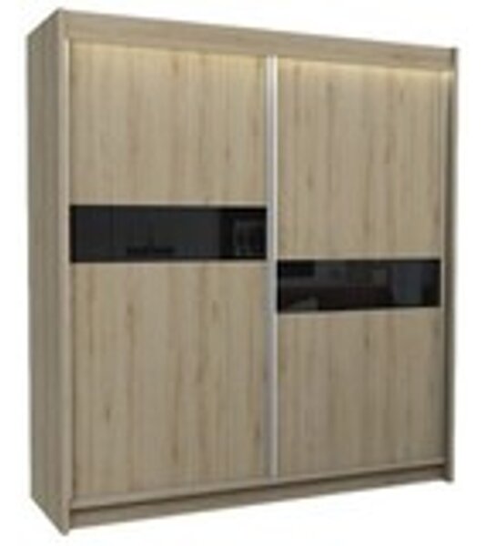 Kvalitná Šatníková skriňa Livia 200 cm Dub sonoma/čierna