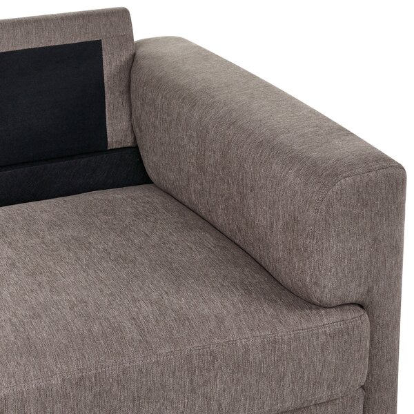 3-miestna pohovka hnedé látkové čalúnenie železné nohy minimalistický štýl mid century modern
