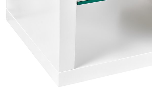 TV stolík biely svetlé drevo MDF tvrdené sklo 160 cm do 70 ʺ zásuvka police moderný dizajn