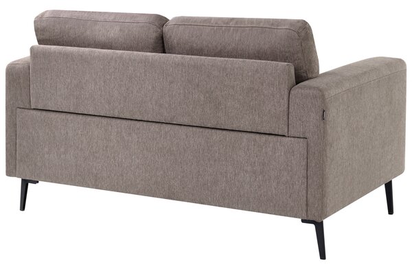 2-miestna pohovka hnedé látkové čalúnenie železné nohy minimalistický štýl mid century modern