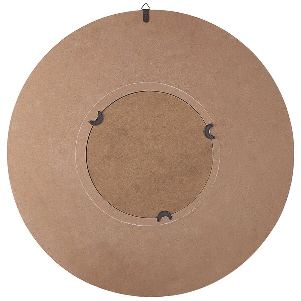 Nástenné zrkadlo svetlohnedá biela jedľové drevo sklo MDF 60 cm okrúhly tvar ozdobný rám moderný boho štýl obývačka spálňa