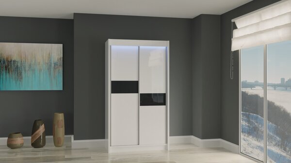 Kvalitná Šatníková skriňa Livia 120 cm Biela - čierna