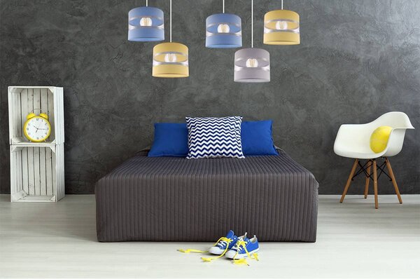Závesné svietidlo Elegance Spider, 5x textilné tienidlo (mix 8 farieb), w