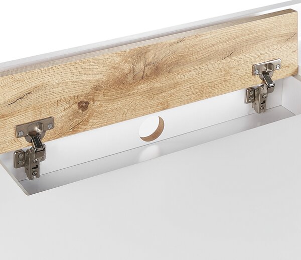 Písací stôl biela svetlé drevo MDF kov 120 x 60 cm obdĺžnikový tvar zásuvka skrinka moderný škandinávsky štýl kancelária