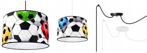 Detské závesné svietidlo Soccer Spider, 2x textilné tienidlo so vzorom, (výber z 2 farieb konštrukcie)