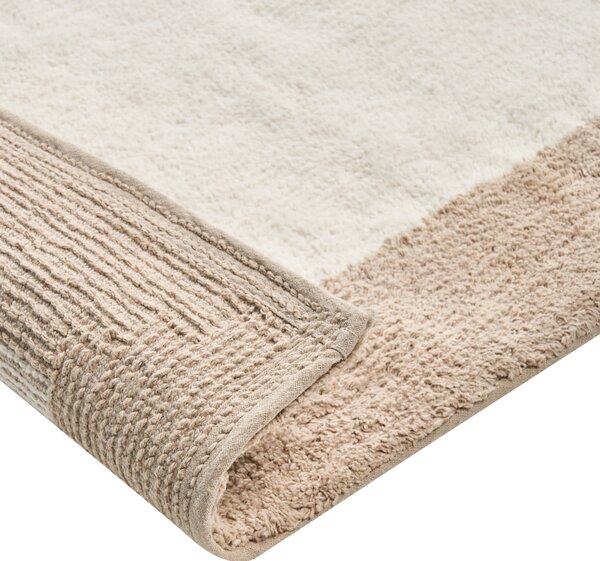 Kúpeľňová predložka béžová a hnedá bavlnená obdĺžnikový tvar 60 x 90 cm koberec do kúpeľne moderný dizajn
