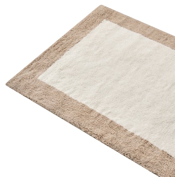 Kúpeľňová predložka béžová a hnedá bavlnená obdĺžnikový tvar 60 x 90 cm koberec do kúpeľne moderný dizajn