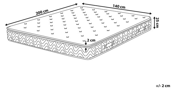 Vreckový pružinový matrac biely so sivou bambusová látka latex 140 x 200 cm stredne tvrdý 5-zónový