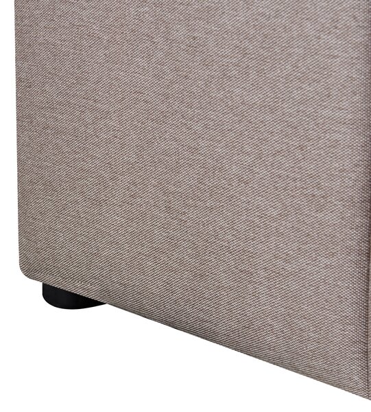 Posteľ sivobéžová látkové čalúnenie polyester 160 x 200 cm s čelom a úložným priestorom moderný štýl spálňa