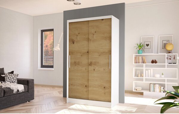 Šatníková skriňa COSTA I šírka 100 cm Biela - dub artisan