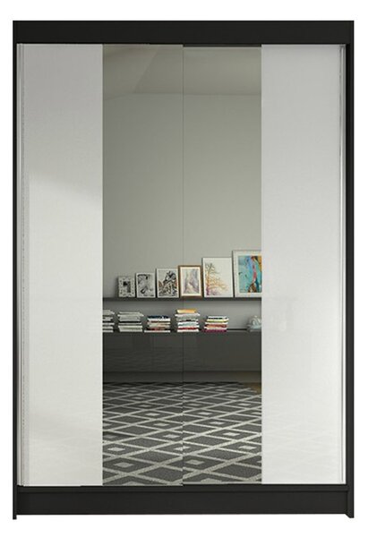 Šatníková skriňa LINO II šírka 120 cm - čierna/biela