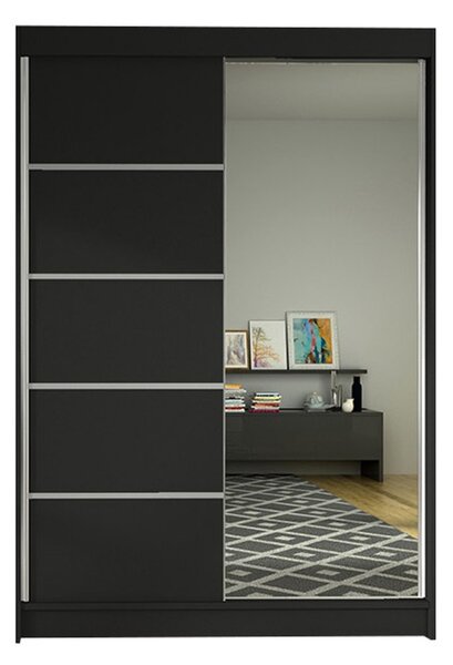 Šatníková skriňa LINO III šírka 120 cm - čierna