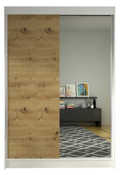 Šatníková skriňa LINO I šírka 120 cm - biela/dub artisan