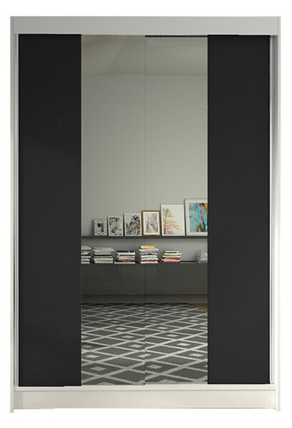 Šatníková skriňa LINO II šírka 120 cm - biela/čierna