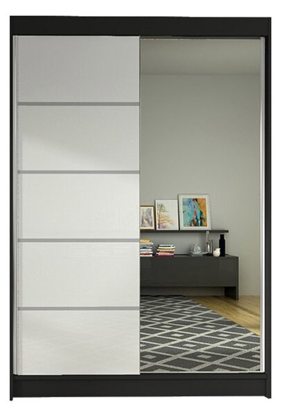 Šatníková skriňa LINO III šírka 120 cm - čierna/biela