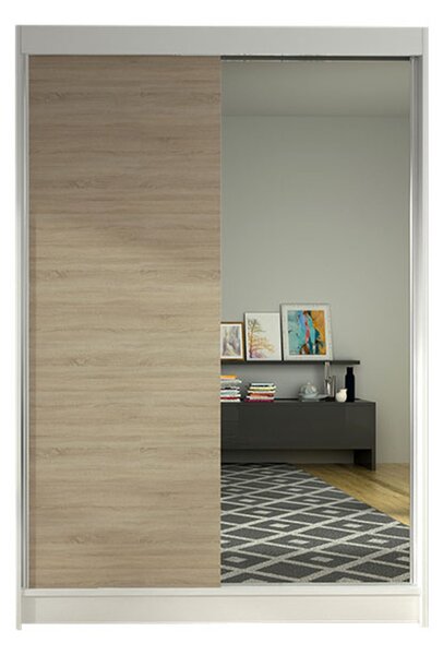 Šatníková skriňa LINO I šírka 120 cm -biela/sonoma