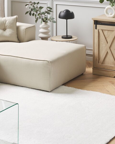 Koberec biely 200 x 200 cm moderný všívaný strojom štvorcový huňatý s vysokým vlasom