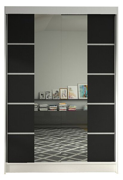 Šatníková skriňa LINO V šírka 120 cm - biela/čierna