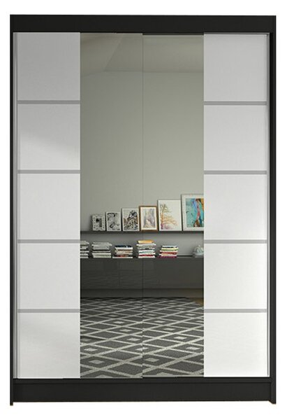 Šatníková skriňa LINO V šírka 120 cm - čierna/biela