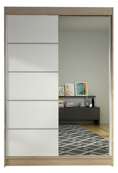 Šatníková skriňa LINO III šírka 120 cm - dub sonoma/biela