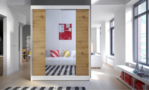 Šatníková skriňa CAMINO II šírka 150 cm - biela/dub artisan