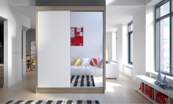 Šatníková skriňa CAMINO II šírka 150 cm - dub sonoma/biela