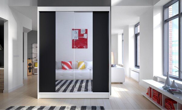 Šatníková skriňa CAMINO II šírka 150 cm - biela/čierna