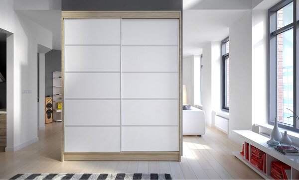 Šatníková skriňa CAMINO IV šírka 150 cm - dub sonoma/biela