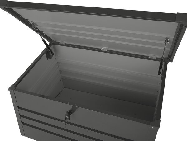 Vonkajší úložný box tmavošedý objem 300 L galvanizovaná oceľ industriálny dizajn záhrada