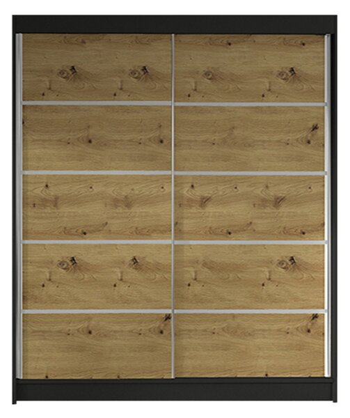 Šatníková skriňa LINO IV šírka 120 cm - čierna/dub artisan