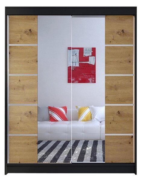 Šatníková skriňa CAMINO V šírka 150 cm - čierna/dub artisan