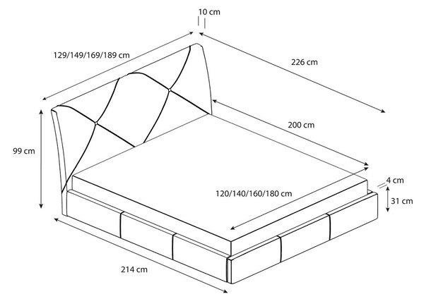 Čalúnená posteľ KARO rozmr 120x200 cm Tmavosivá