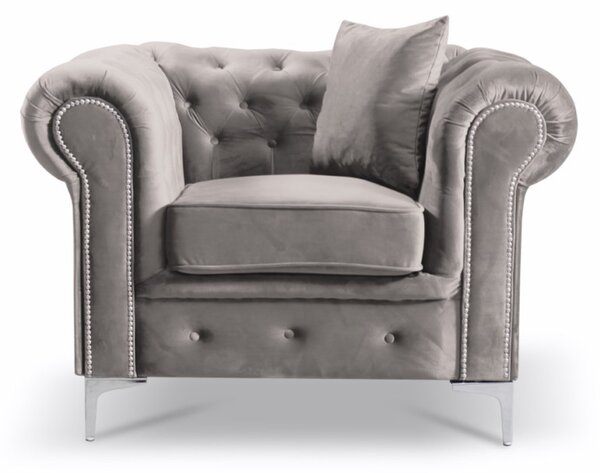 Kreslo Roma Chesterfield Svetlosivá