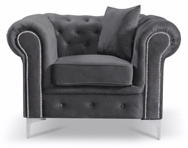 Kreslo Roma Chesterfield Svetlosivá