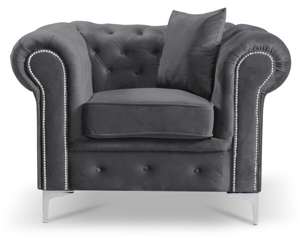 Kreslo Roma Chesterfield Sivá